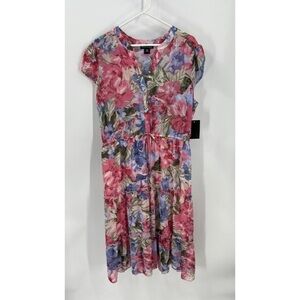 Stella & Julie floral ruffle tiered cap sleeve dress, 16 W